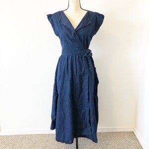 RALPH LAUREN Vintage Denim Maxi Wrap Dress Womens 8